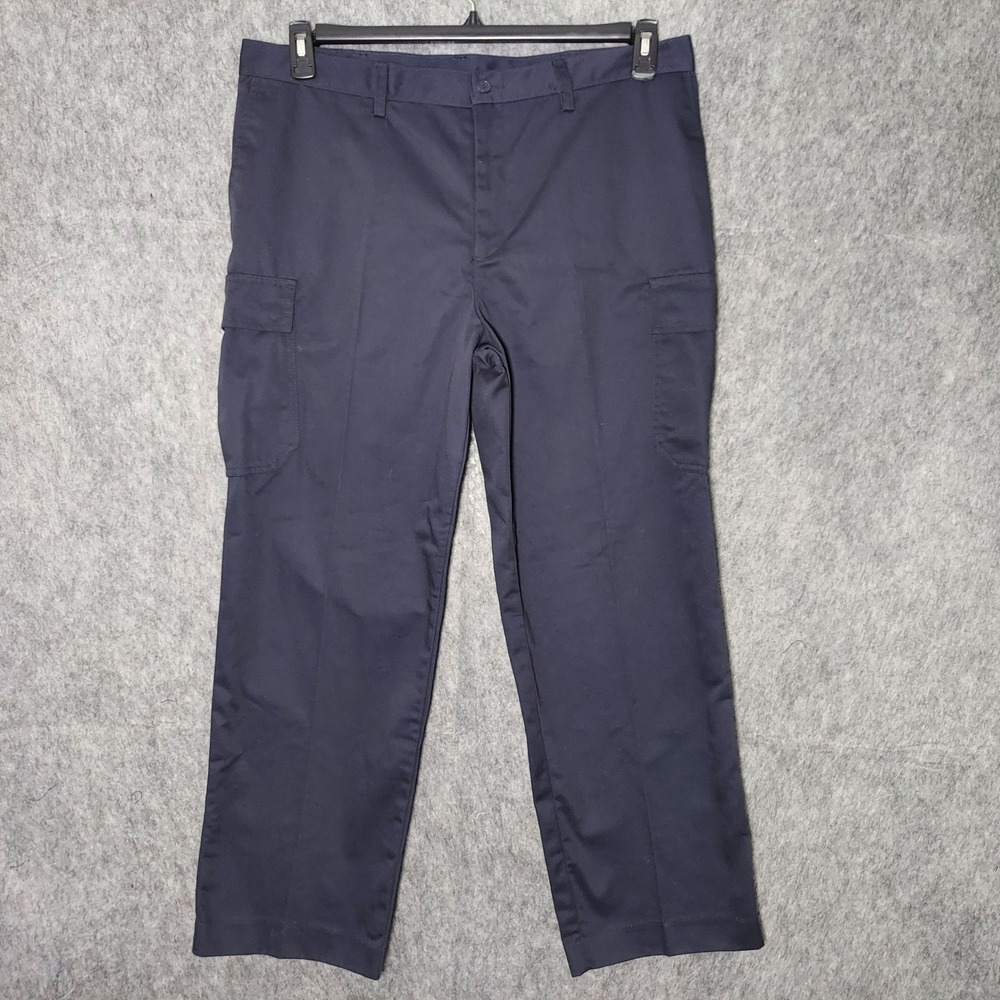 Edwards Garment Men‎ Cargo Chino 38x30 Navy Pockets Woven Workwear Uniform 2538
